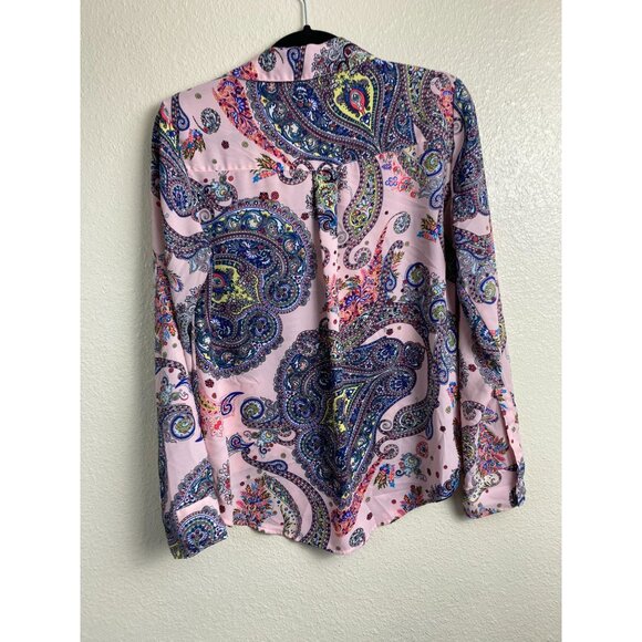 Express The Portofino Shirt Paisley Long Sleeve Button Up Top size Small Boho - Picture 2 of 16